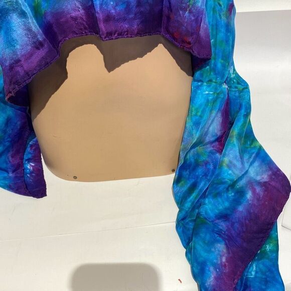 Women's Multicolor Hand Dye 100% Silk Satin Wrap Scarf - Picture 7 of 7